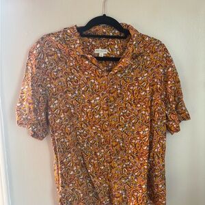 EARTHBOUND Vibrant Orange and Yellow Patterned Shirt